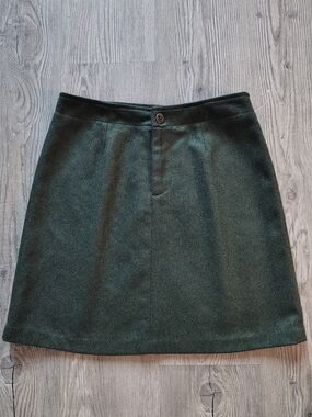 GAP Women's Forest Moss Green Wool A-Line Button Front Lined Mini Skirt Size 6